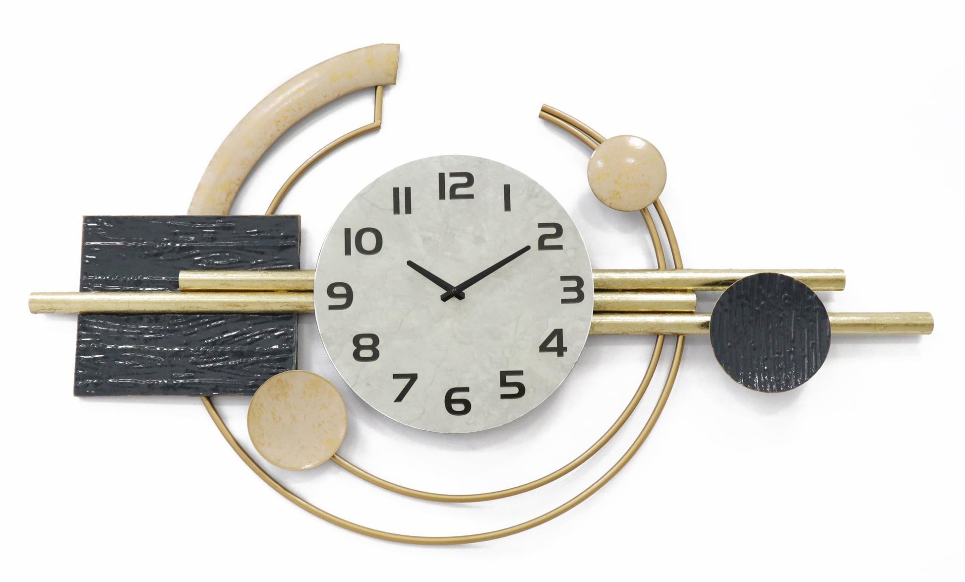 45x26 Metal Wall Clock - Pearl Silver Classy Art