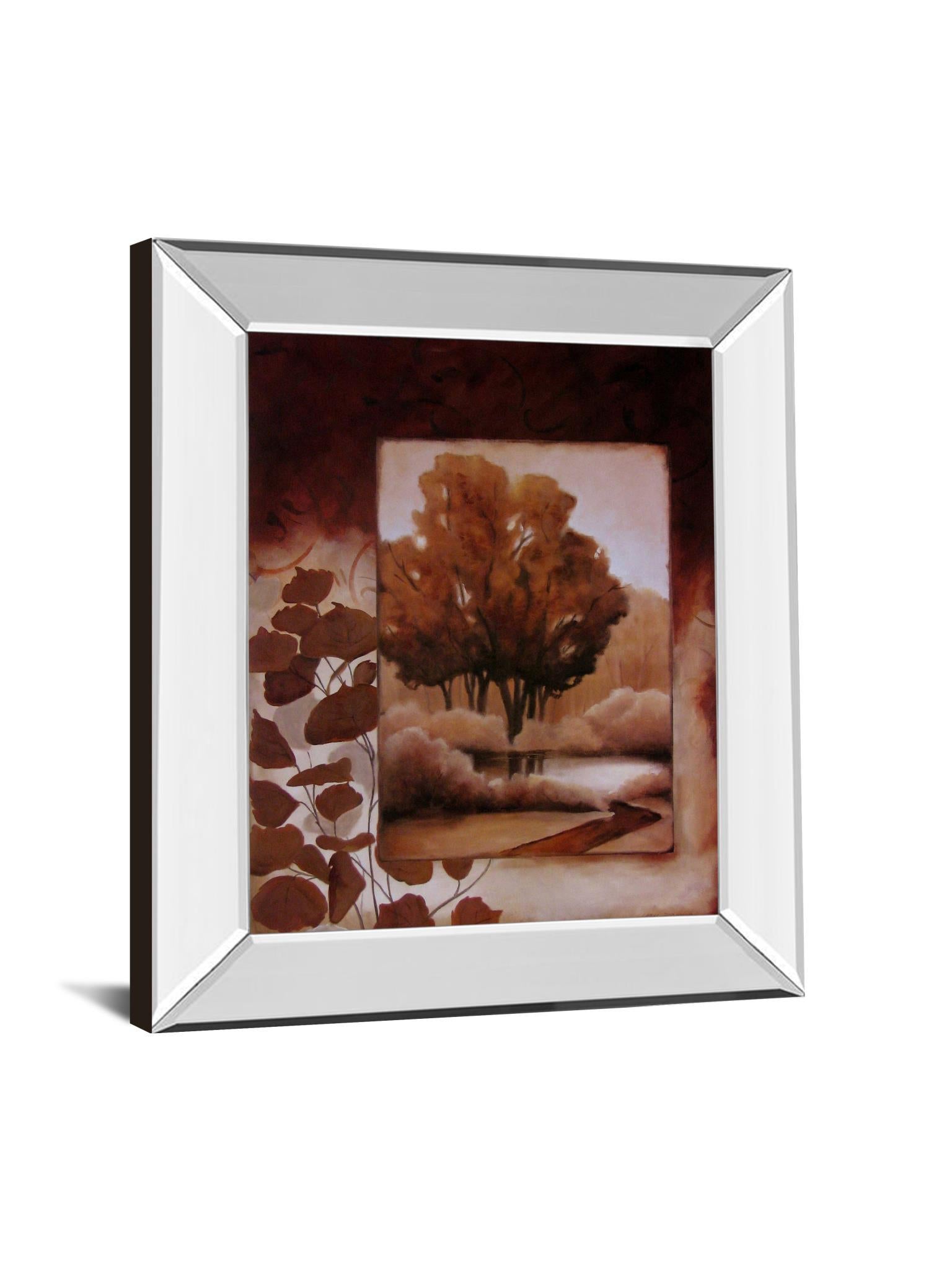 Fall Vignette I By Carol Robinson - Mirror Framed Print Wall Art - Dark Brown Classy Art