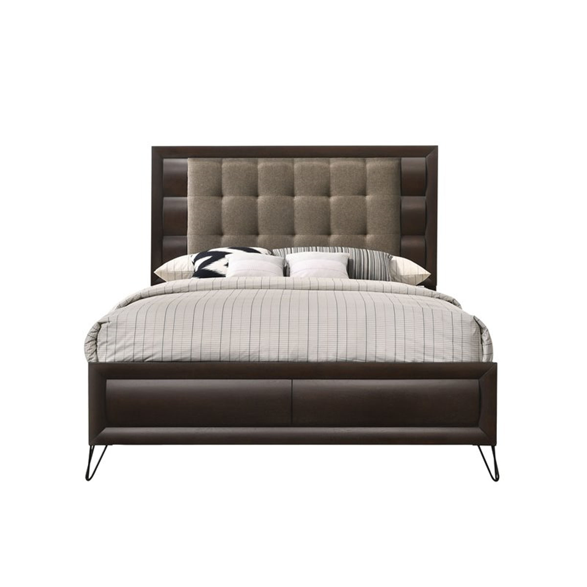 Acme Furniture Tablita Upholstered Queen Bed in Dark Merlot 27460Q ACME East