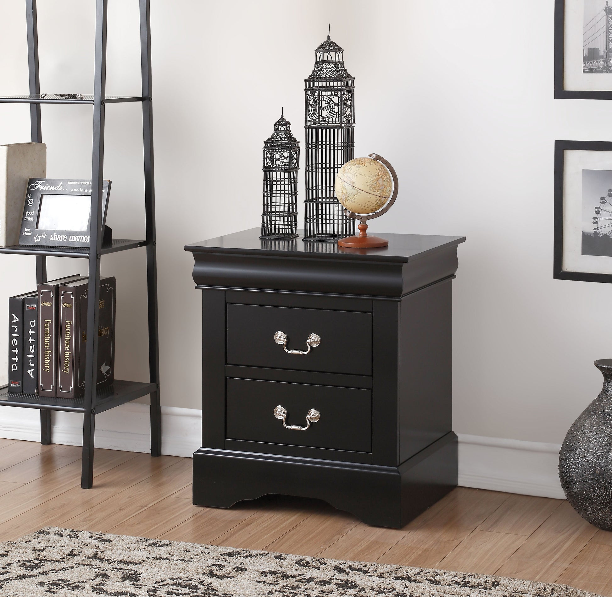 Louis Philippe III Black Nightstand ACME East