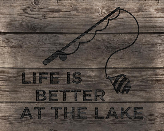 Better At The Lake By Cad Designs (Framed) - Dark Brown Classy Art