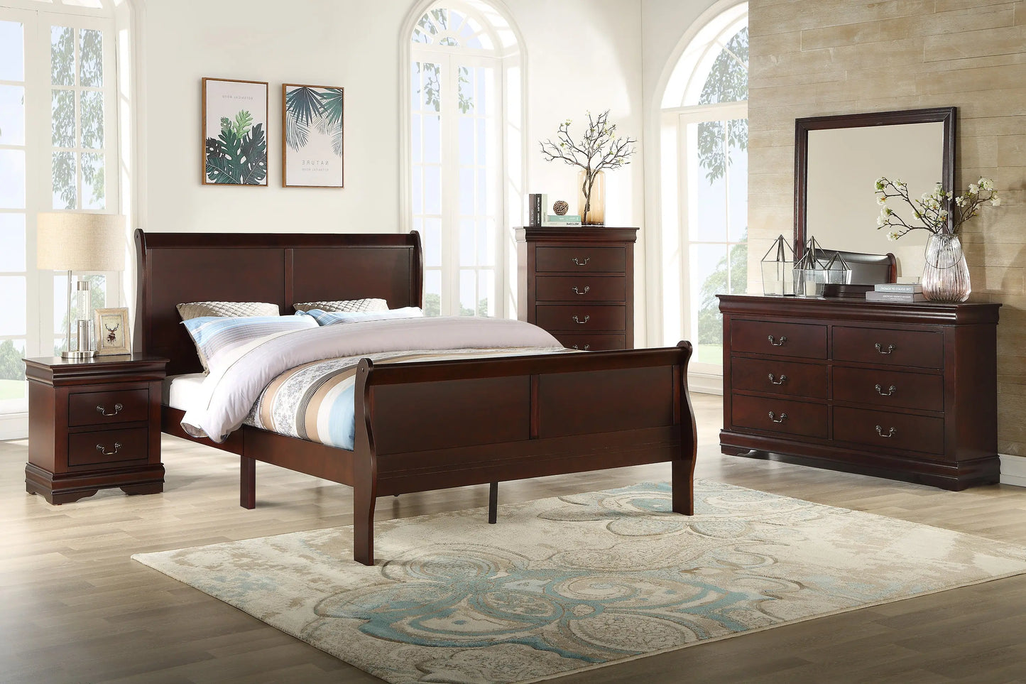 Louis Philip Cherry Full Sleigh Bed Crown Mark