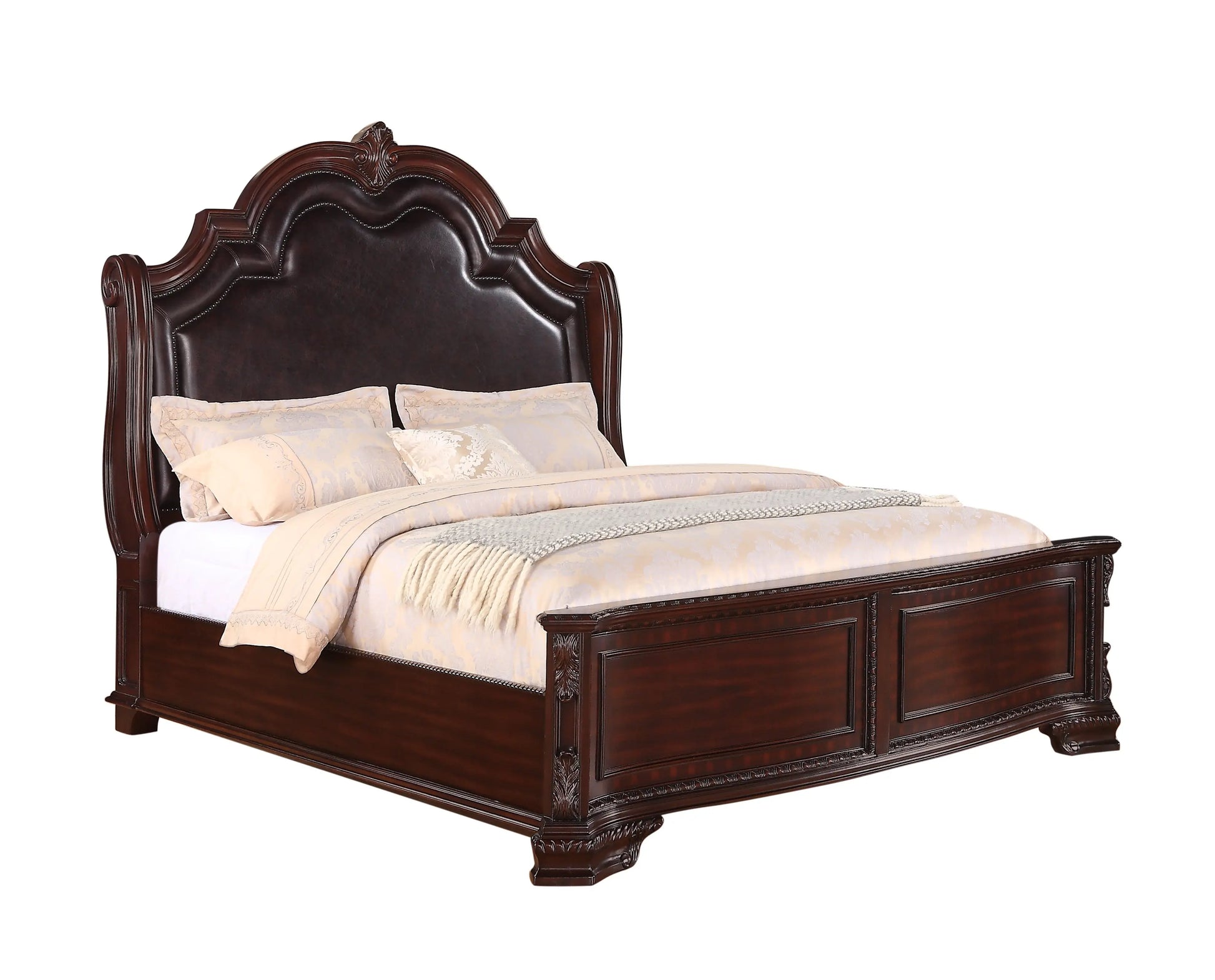 Sheffield Rich Brown Upholstered Panel Bedroom Set Crown Mark