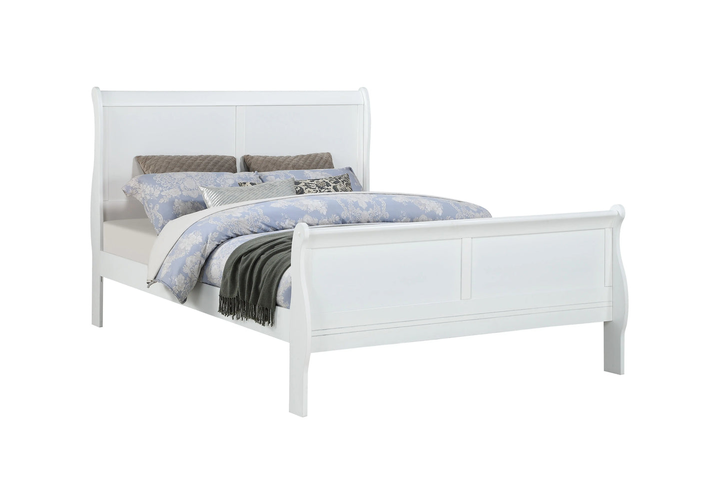 Louis Philip White Twin Sleigh Bed Crown Mark