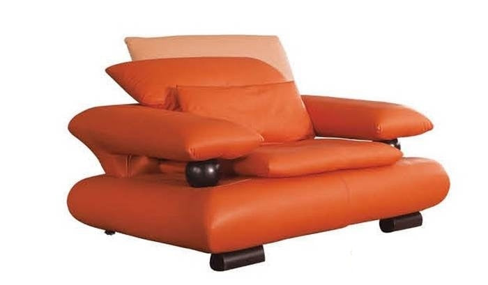 ESF Furniture - 410 Chair Orange Leather - 4101ORANGE ESF Furniture