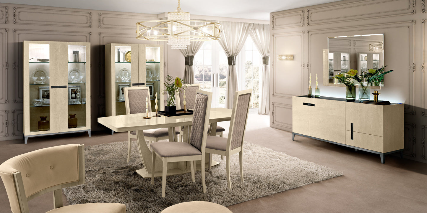 ESF Furniture - Elite Ivory with Ambra 11 Piece Dining Room Set w-1ext - ELITE2DRBUFFETIVORY-11SET ESF Furniture