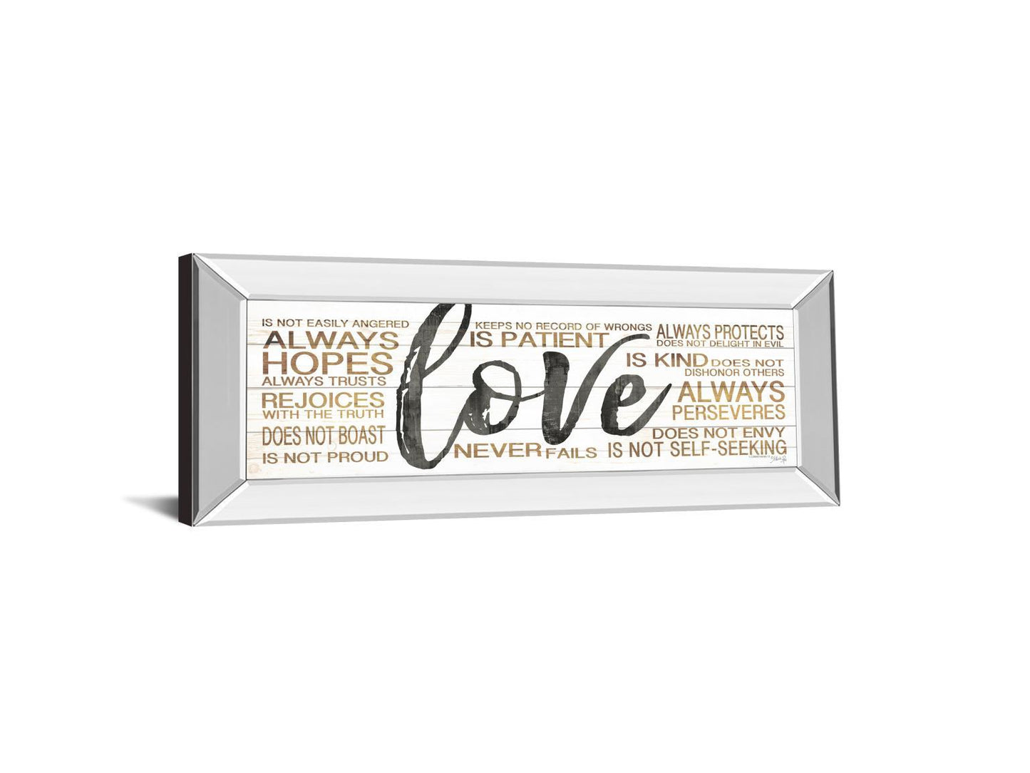 Love By Marla Rae - Mirror Framed Print Wall Art - White Classy Art