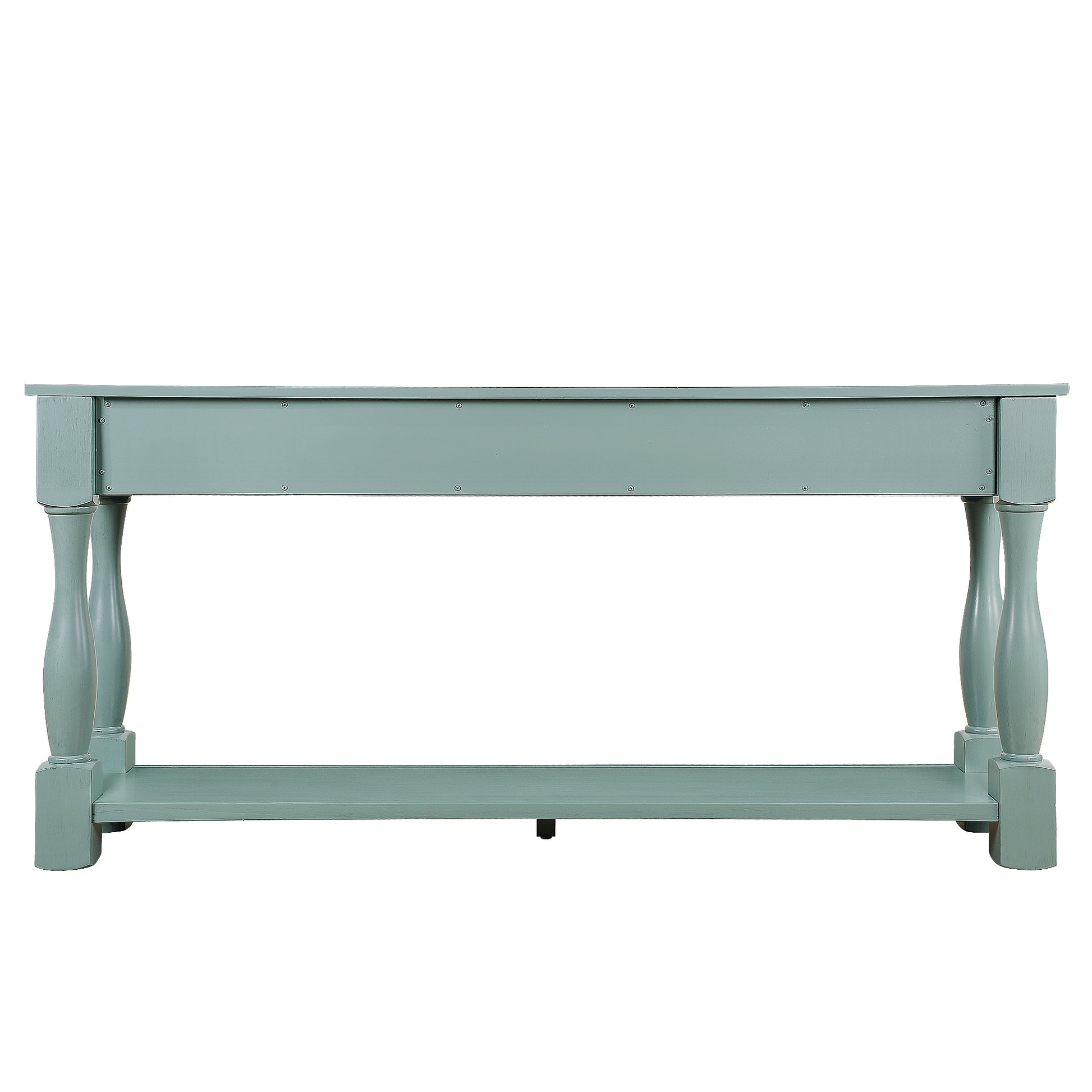 63inch Long Wood Console Table with 3 Drawers and 1 Bottom Shelf for Entryway Hallway Easy Assembly Extra-thick Sofa Table ( Retro Blue) House to Home Furnishings LLC