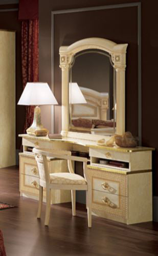 ESF Furniture - Aida Vanity Dresser with Mirror Set in Ivory-Gold - AIDAVDRESSER-M ESF Furniture