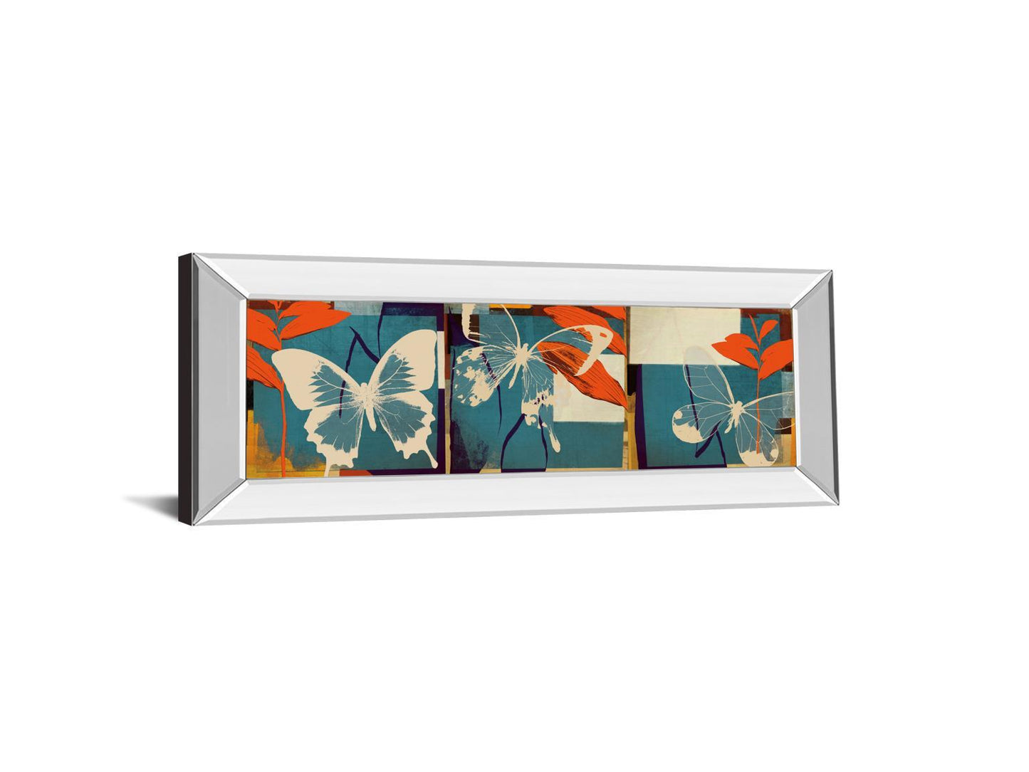 Butterflies Viola By Noah - Mirror Framed Print Wall Art - Blue Classy Art