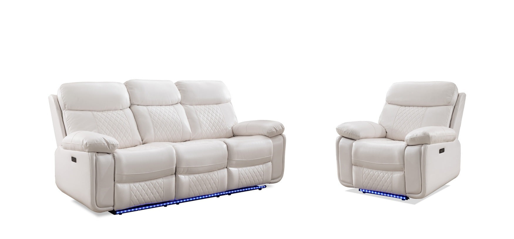 2 Pieces Power Reclining Sofa Sets,Technical Leather Power reclining Loveseat Power recliner  w/ Bluetooth speaker / LED strip for Living Room,White House to Home Furnishings LLC