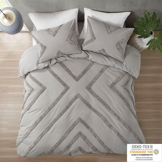 Cotton Chenille Comforter Set Grey Twin XL Olliix.com