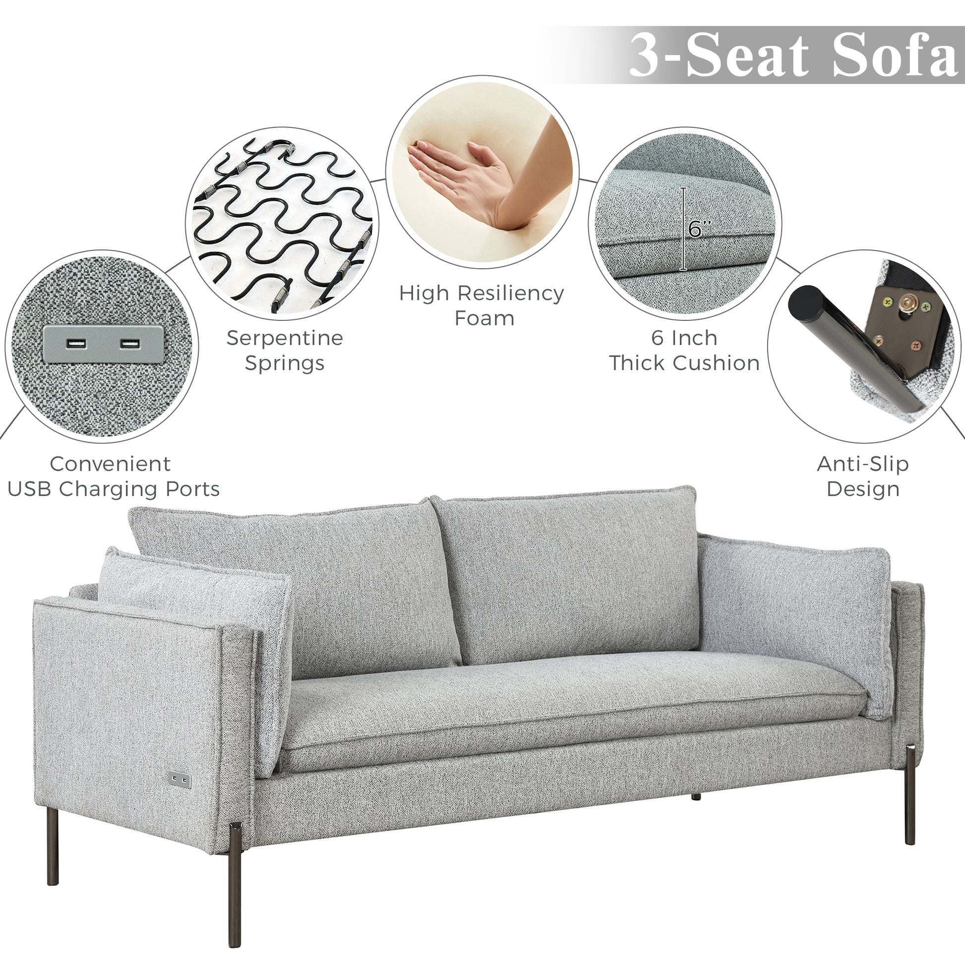 2 Piece Sofa Sets Modern Linen Fabric Upholstered  Loveseat and 3 Seat Couch Set Furniture for Different Spaces,Living Room,Apartment(2+3 seat) House to Home Furnishings LLC