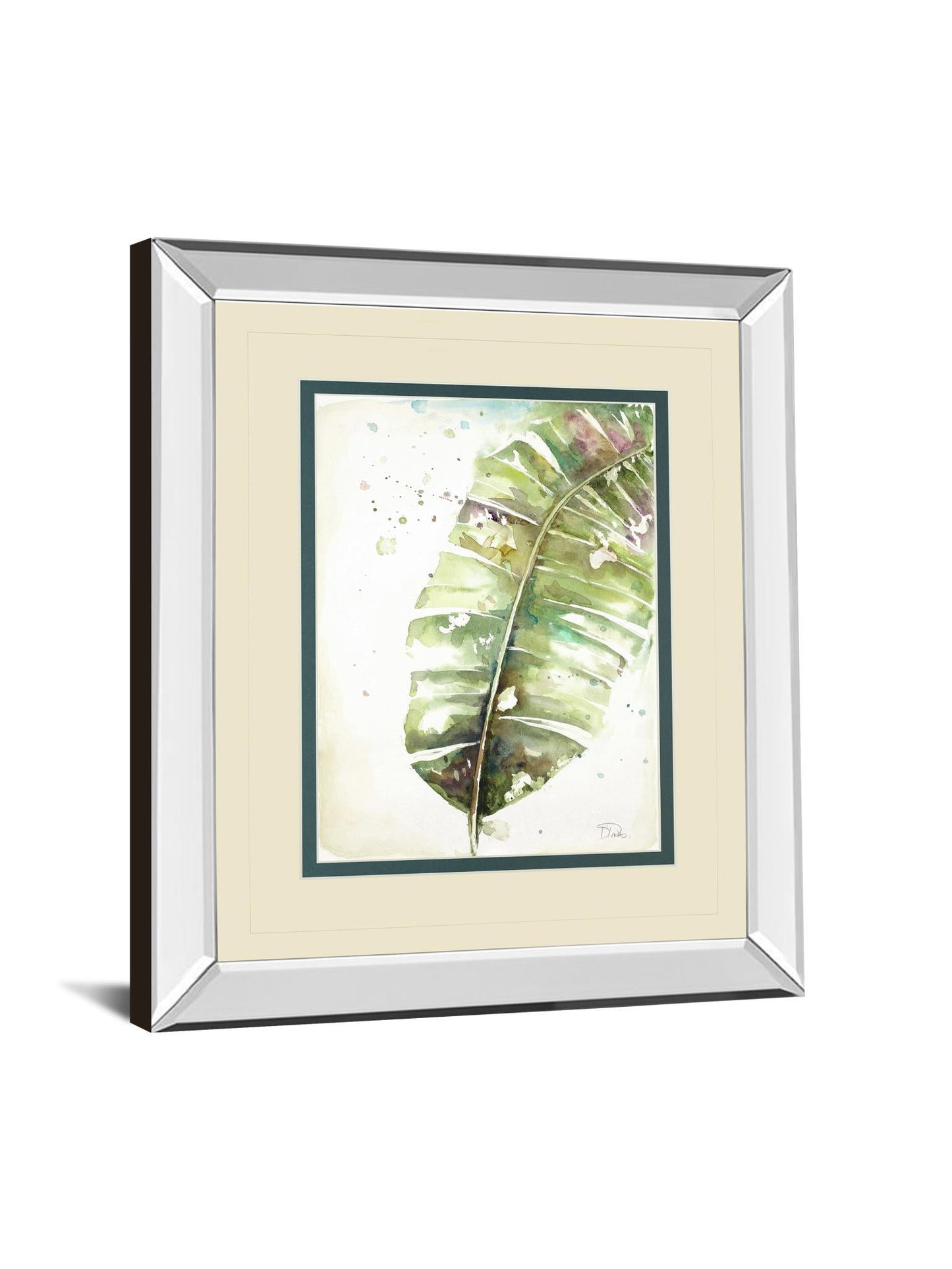 Watercolor Plantain Leaves Il By Patricia Pinto - Mirror Framed Print Wall Art - Green Classy Art