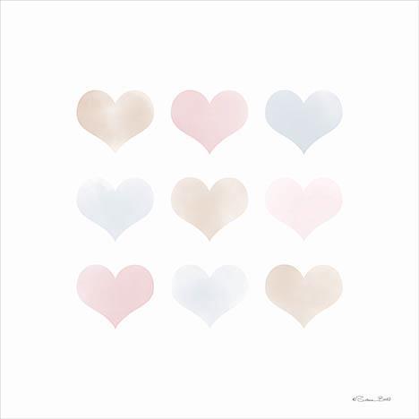 Watercolor Hearts By Susan Ball - Pink Classy Art