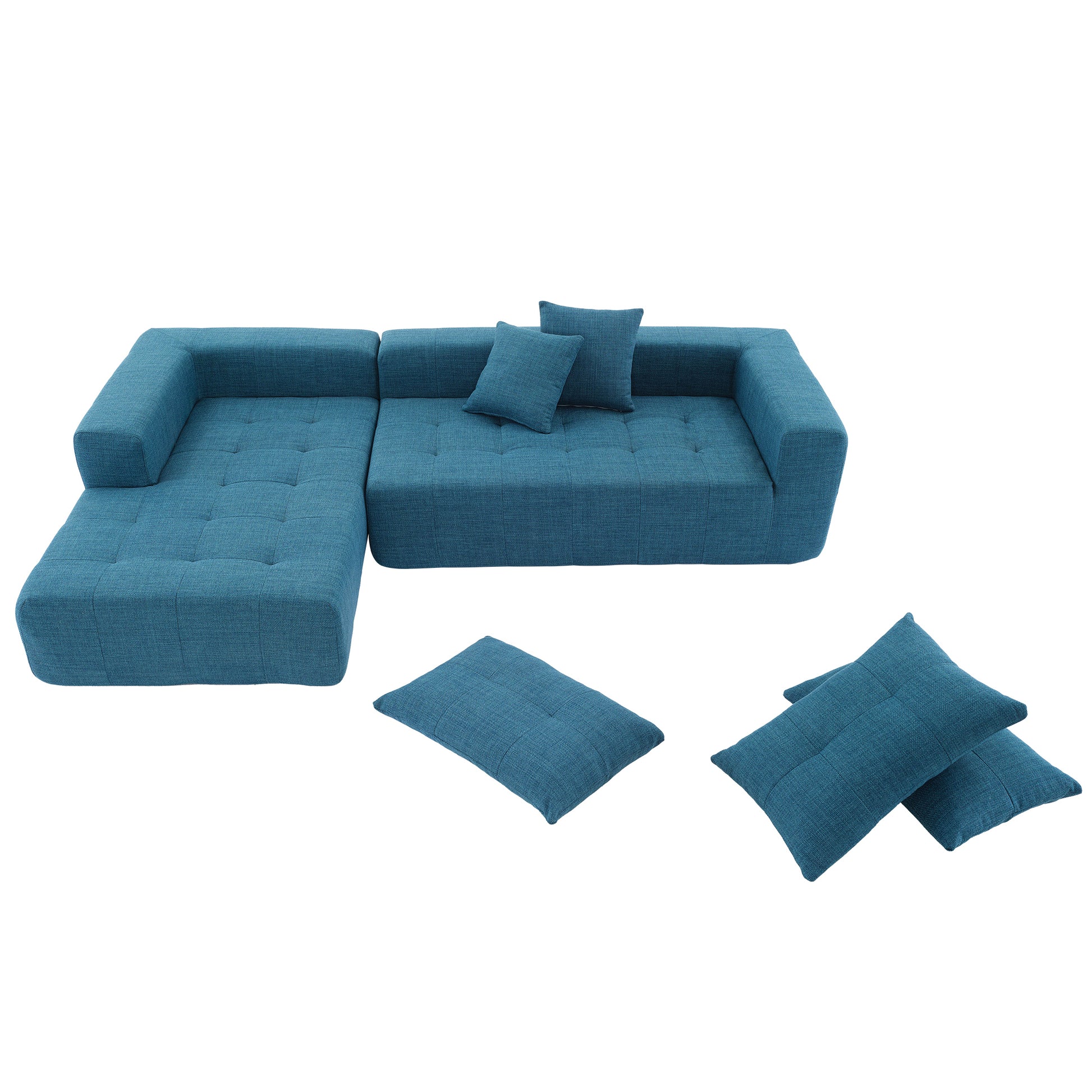 110x69" Modular Sectional Living Room Sofa Set, Modern Minimalist Style Couch, Installation-free sofa, Upholstered Sleeper Sofa for Living Room, Bedroom, Salon, 2 PC Free Combination, L-Shape, Linen House to Home Furnishings LLC