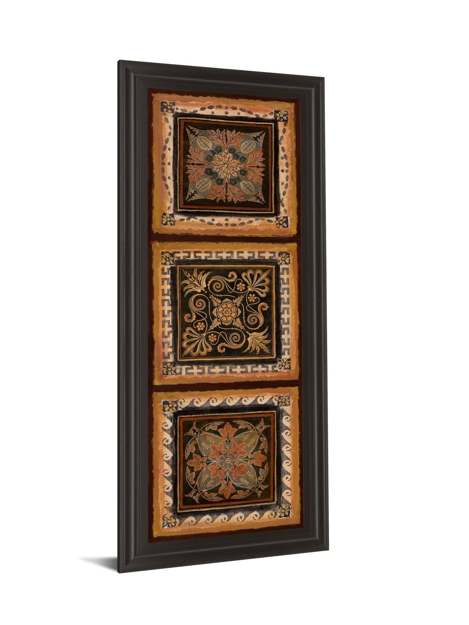 Folk Art Panel Il By Tava Studios - Framed Print Wall Art - Dark Brown Classy Art