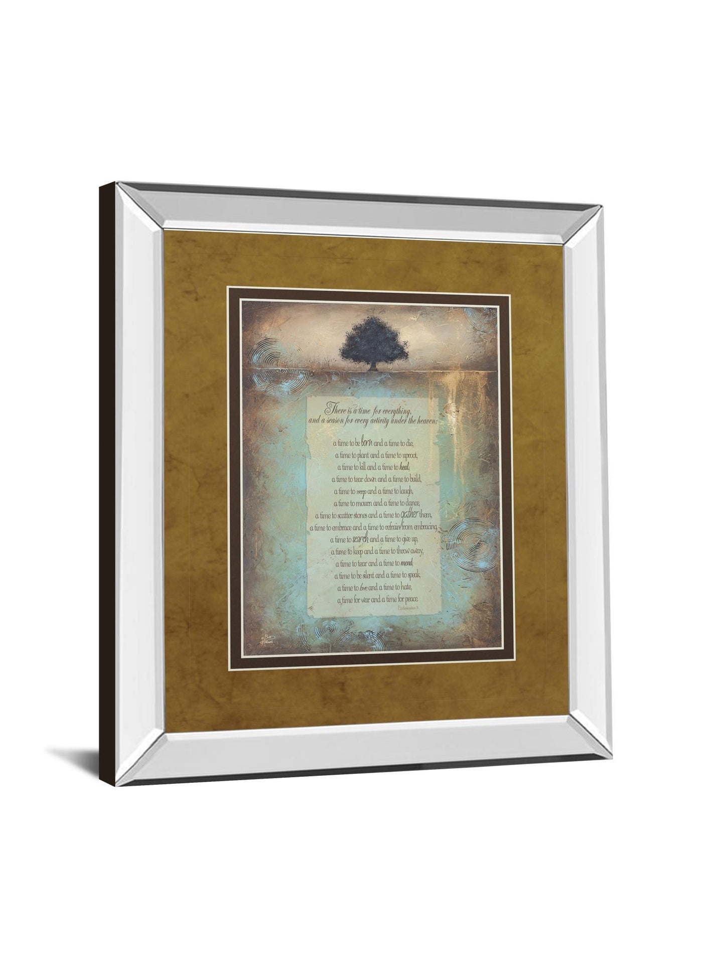 Time For Everything By Brit Hallowell - Mirror Framed Print Wall Art - Blue Classy Art