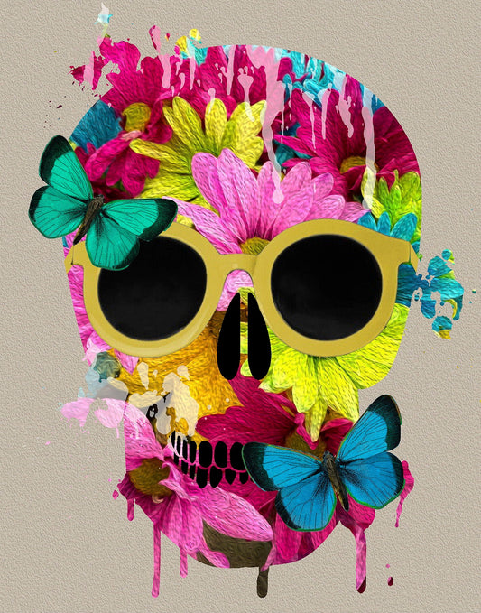 Floral Skull By Daniela Santiago - Pink Classy Art