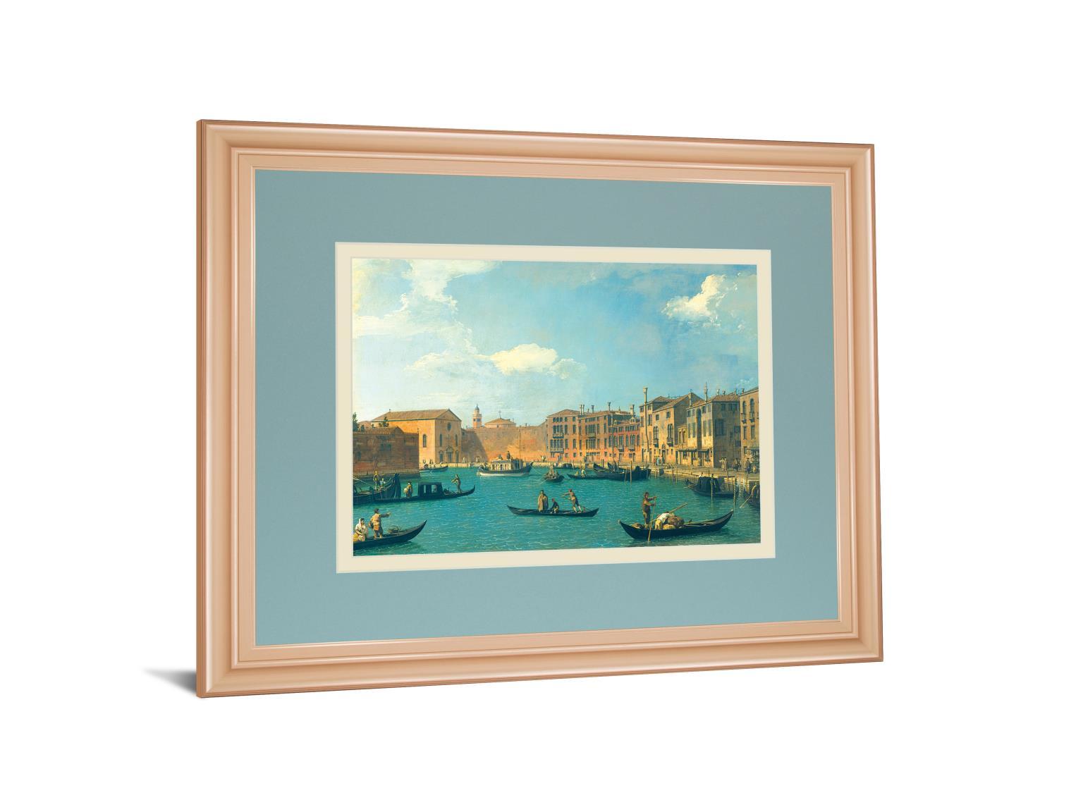 View Of The Canal Of Santa Chiara By Antonia Canaletto - Framed Print Wall Art - Blue Classy Art