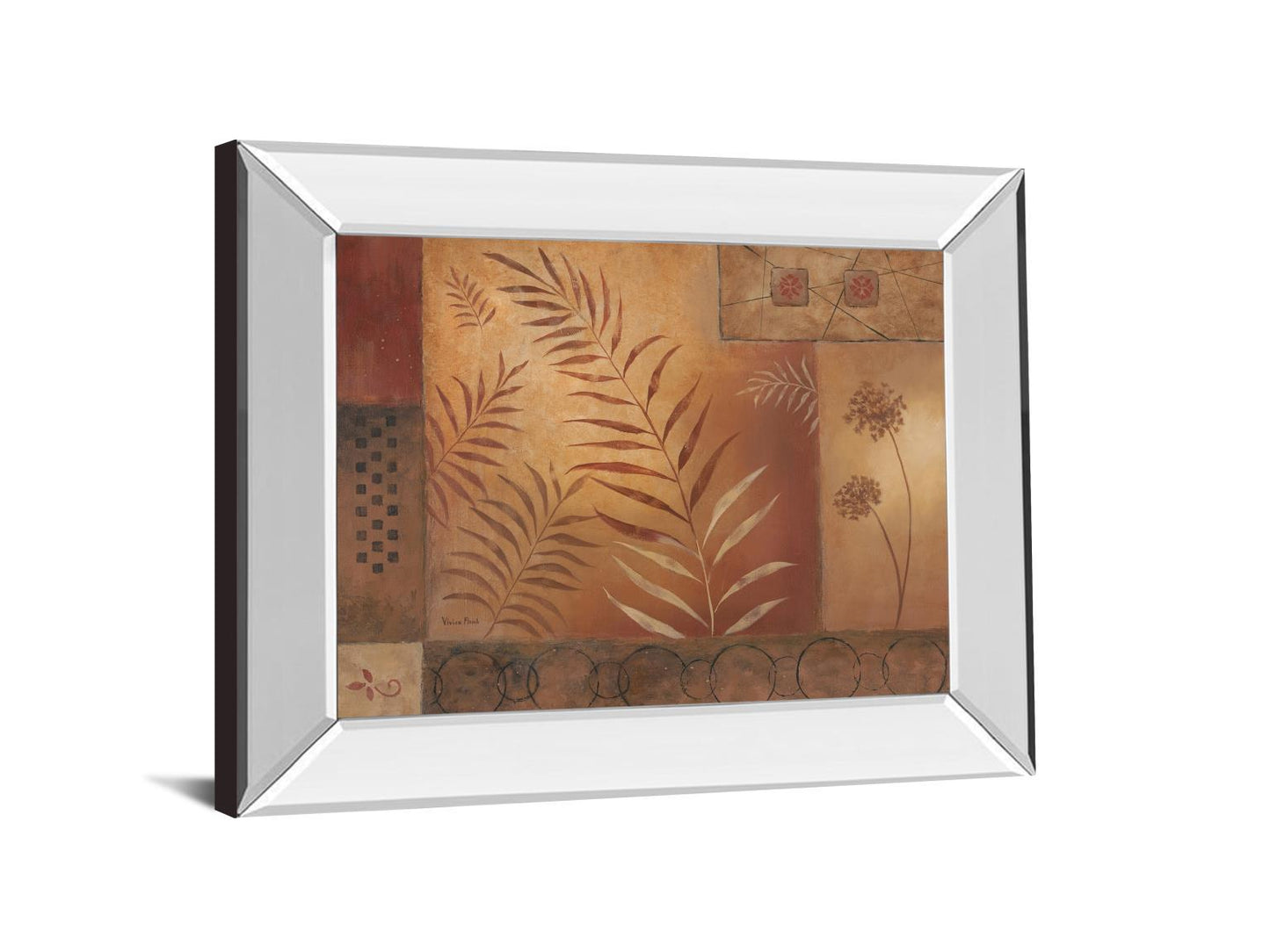 Modern Fern Il By Vivian Flasch - Mirror Framed Print Wall Art - Red Classy Art