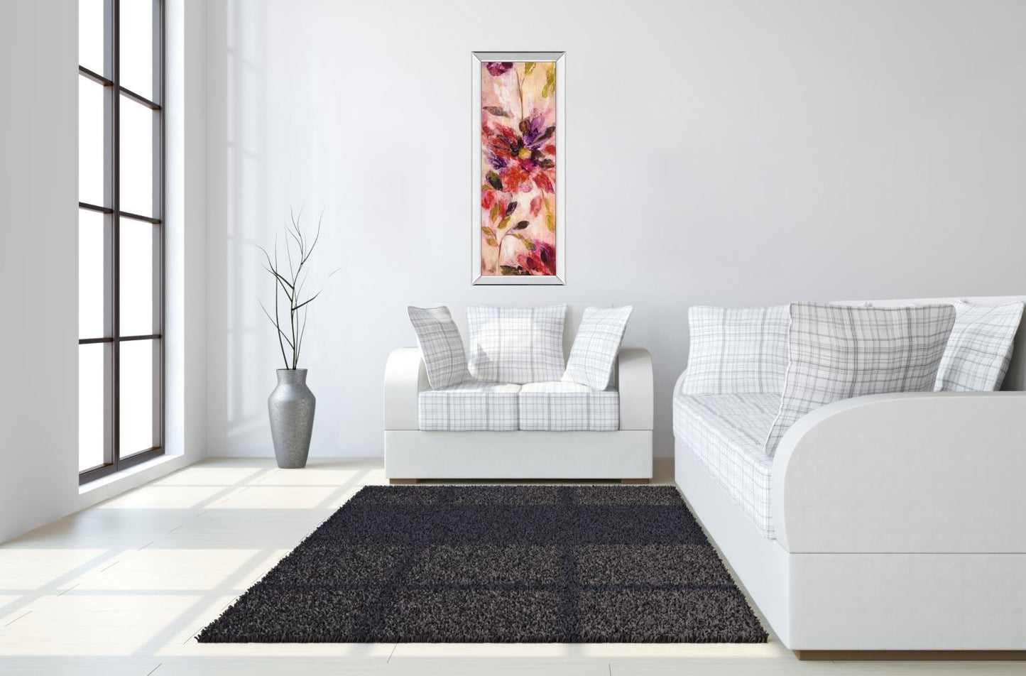 Exuberant Florals I By Silvia Vassileva - Mirrored Frame Wall Art - Pink Classy Art