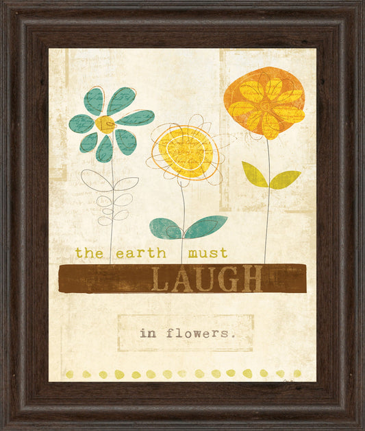 Laugh In Flowers By Mollie B - Framed Print Wall Art - Orange Classy Art