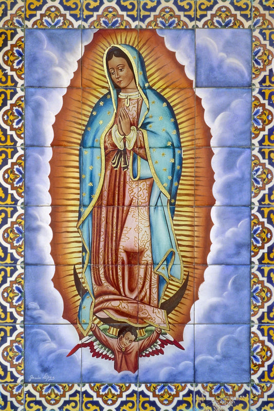 Tempered Glass With Foil - Virgin Mary - Blue Classy Art