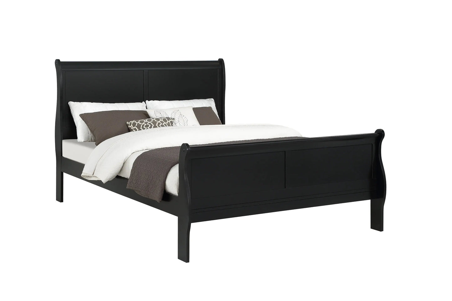 Louis Philip Black Full Sleigh Bed Crown Mark