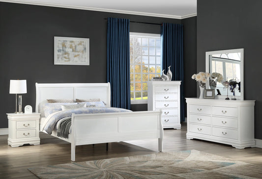 Louis Philip White Sleigh Bedroom Set Crown Mark