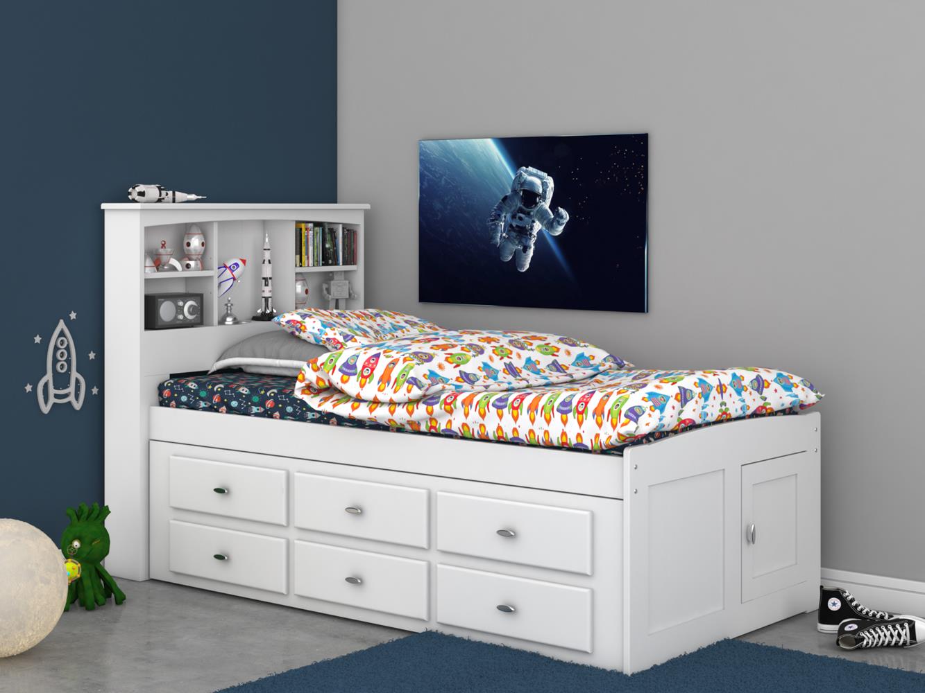 The Savannah Twin Bookcase Bed with 6 Drawers DiscoveryWorld