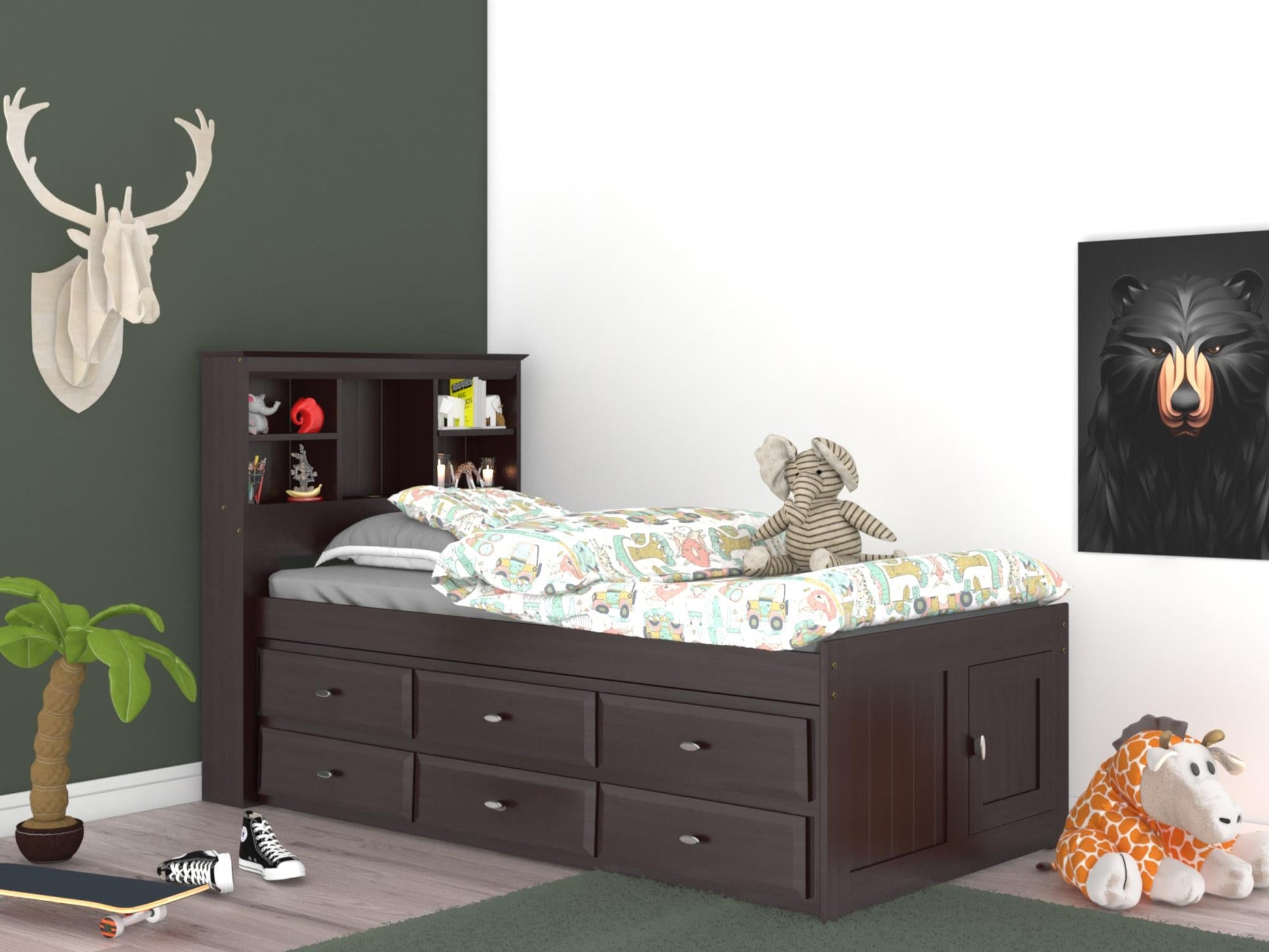 The Savannah Twin Bookcase Bed with 6 Drawers DiscoveryWorld