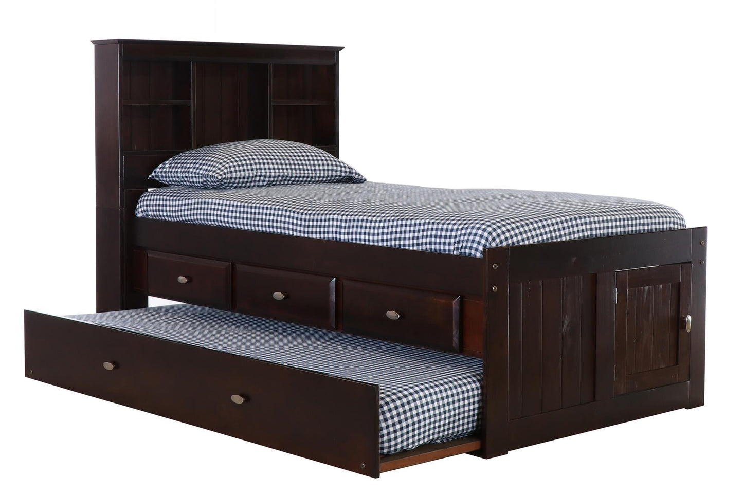 The Savannah Twin Bookcase Bed with 3 Drawers and Trundle DiscoveryWorld