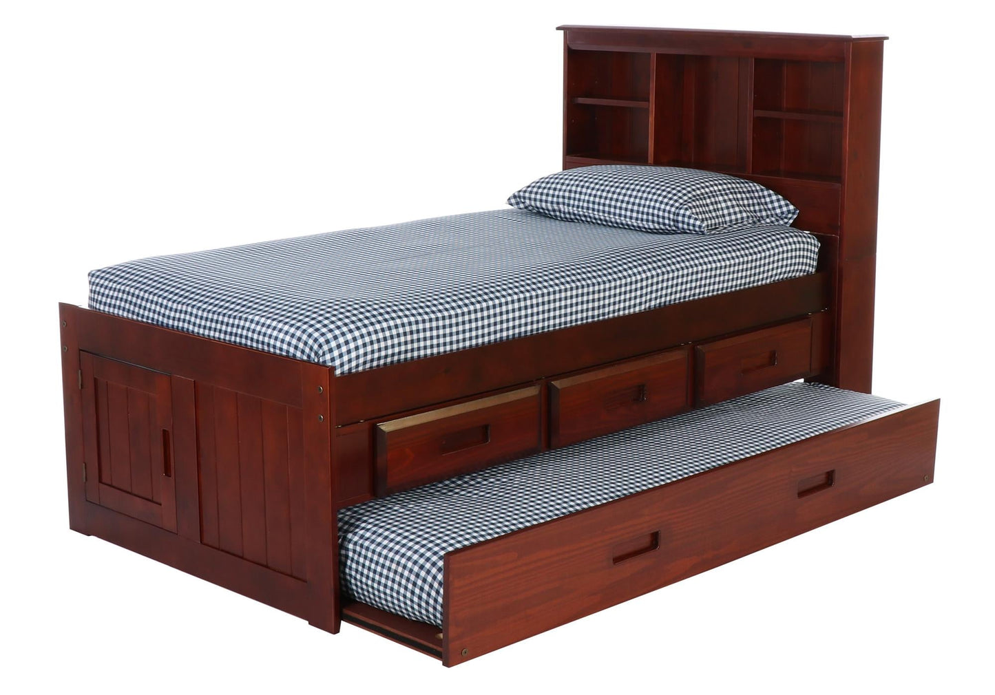 The Savannah Twin Bookcase Bed with 3 Drawers and Trundle DiscoveryWorld