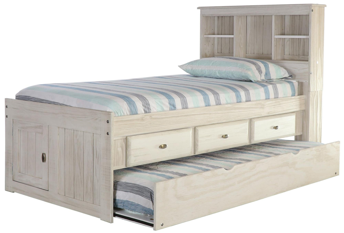 The Savannah Twin Bookcase Bed with 3 Drawers and Trundle DiscoveryWorld