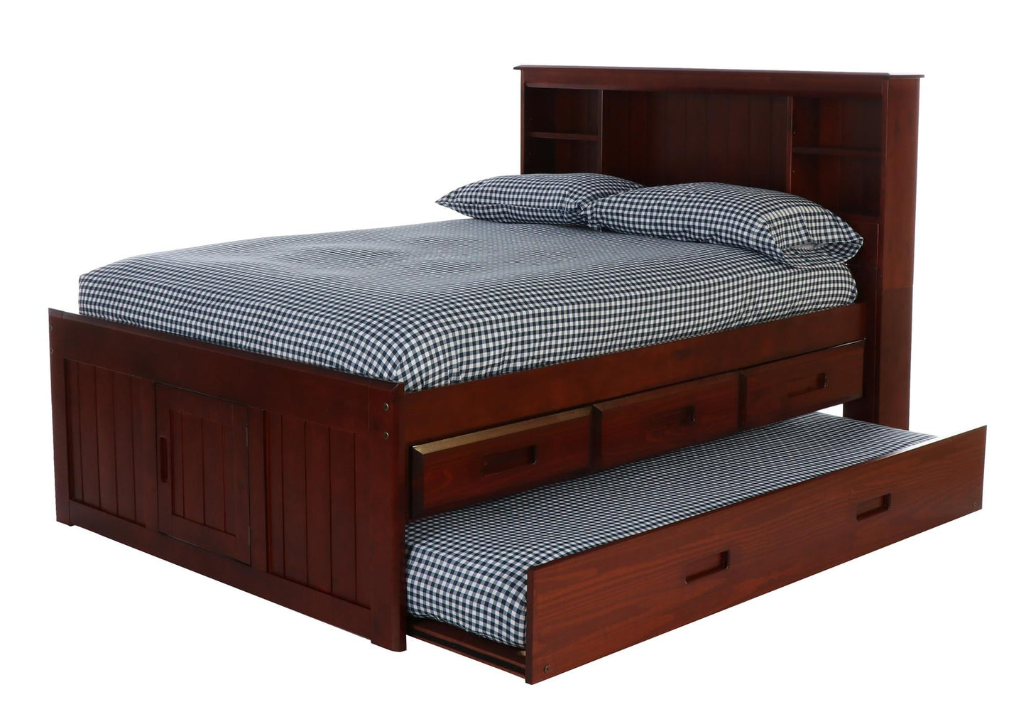 The Savannah Full Bookcase Bed with 3 Drawers and Trundle DiscoveryWorld