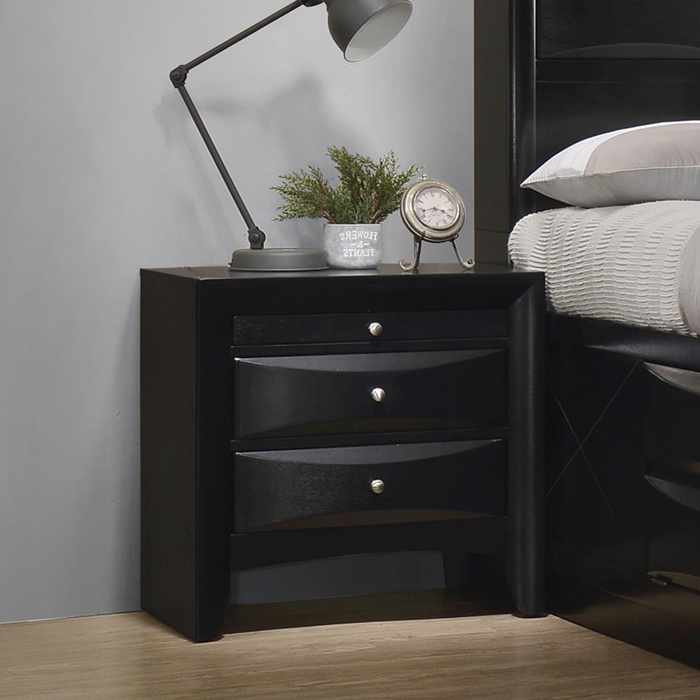 Briana Black Two-Drawer Nightstand With Tray Coaster Z2 Premium