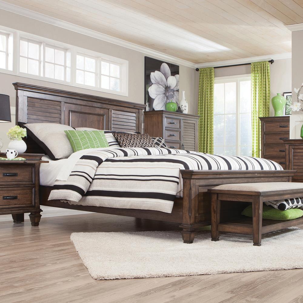 Franco Burnished Oak Eastern King Bed Coaster Z2 Premium