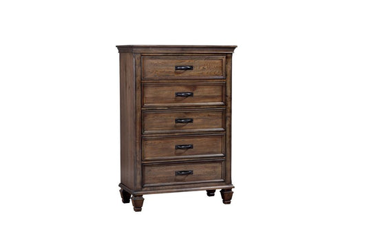 Franco Burnished Oak Five-Drawer Chest Coaster Z2 Premium