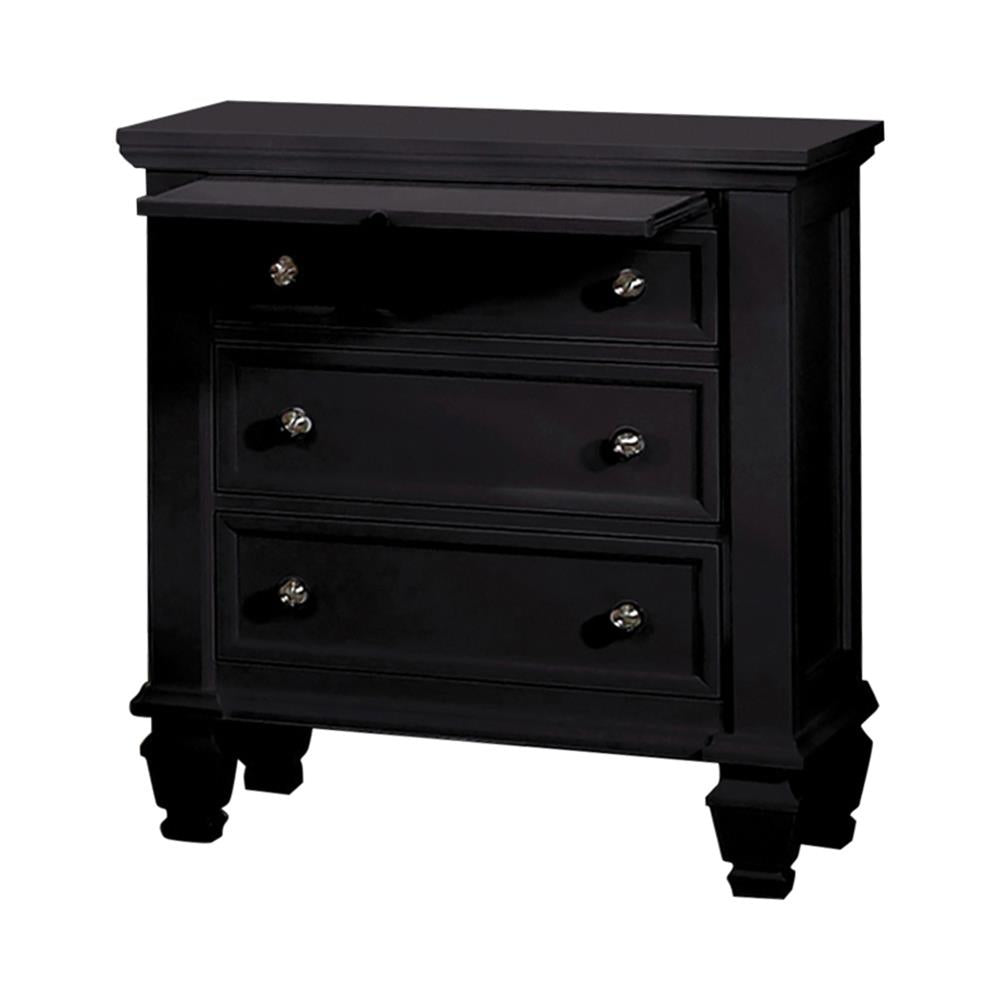 Sandy Beach Black Three-Drawer Nightstand With Tray Coaster Z2 Premium