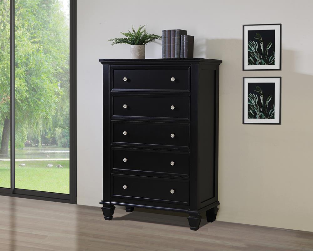 Sandy Beach Black Five-Drawer Chest Coaster Z2 Premium