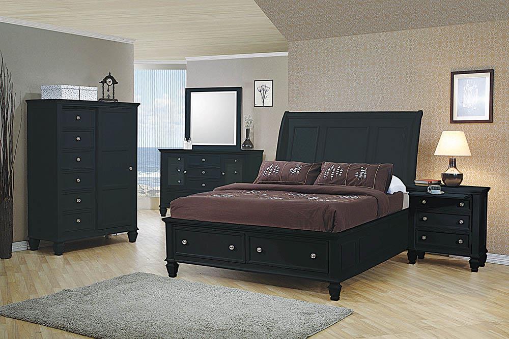 Sandy Beach Black King Sleigh Bed With Footboard Storage Coaster Z2 Premium