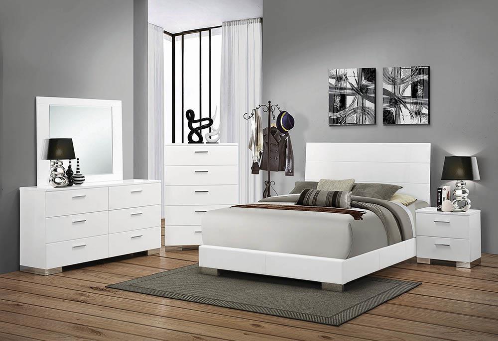 Felicity Contemporary Glossy White Queen Bed Coaster Z2 Premium