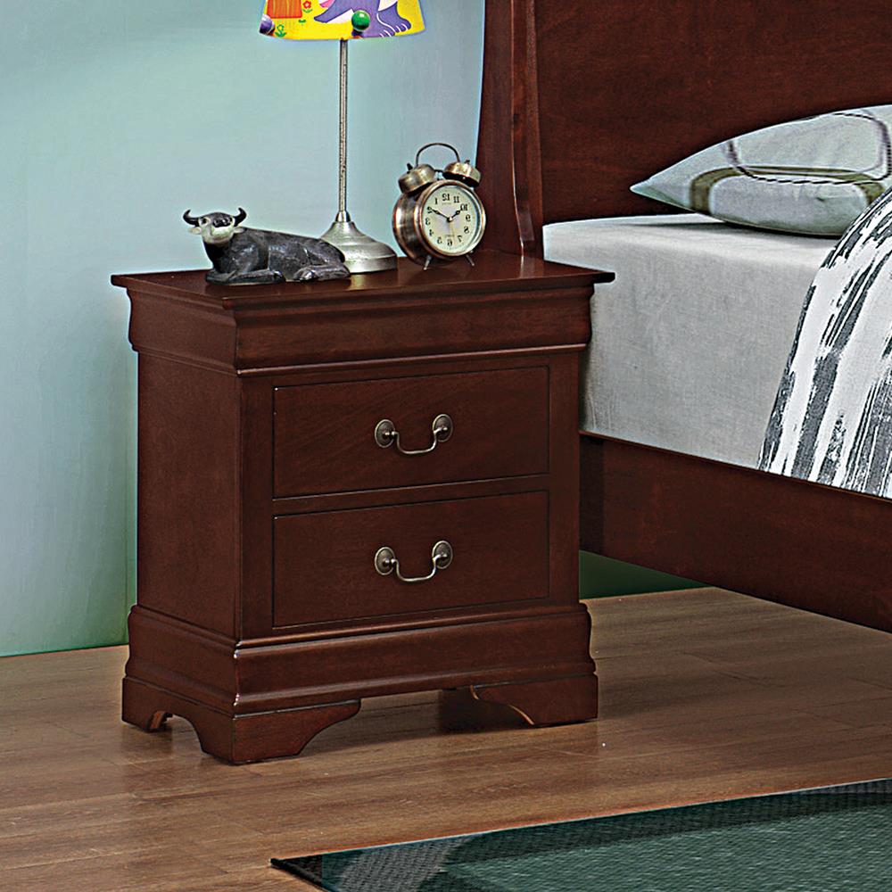 Louis Philippe Red Brown Two-Drawer Nightstand Coaster Z2 Premium