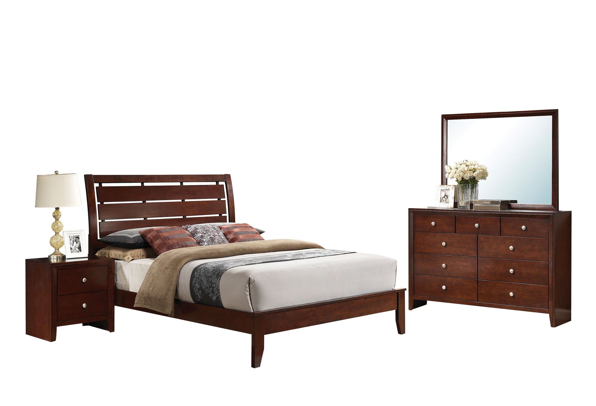 Ilana Brown Cherry Queen Bed ACME East