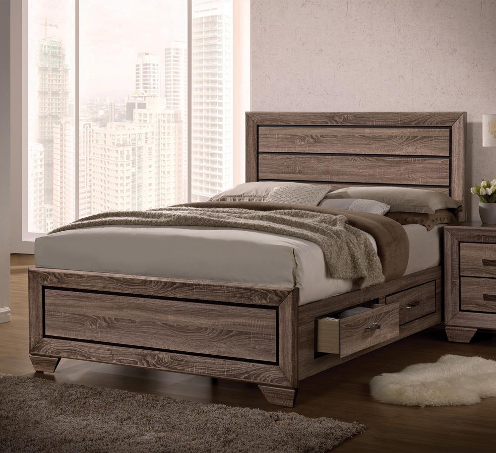 G204193 Kauffman Transitional Washed Taupe Queen Bed Coaster Z2 Premium