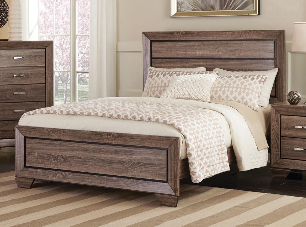 Kauffman Transitional Washed Taupe Eastern King Bed Coaster Z2 Premium