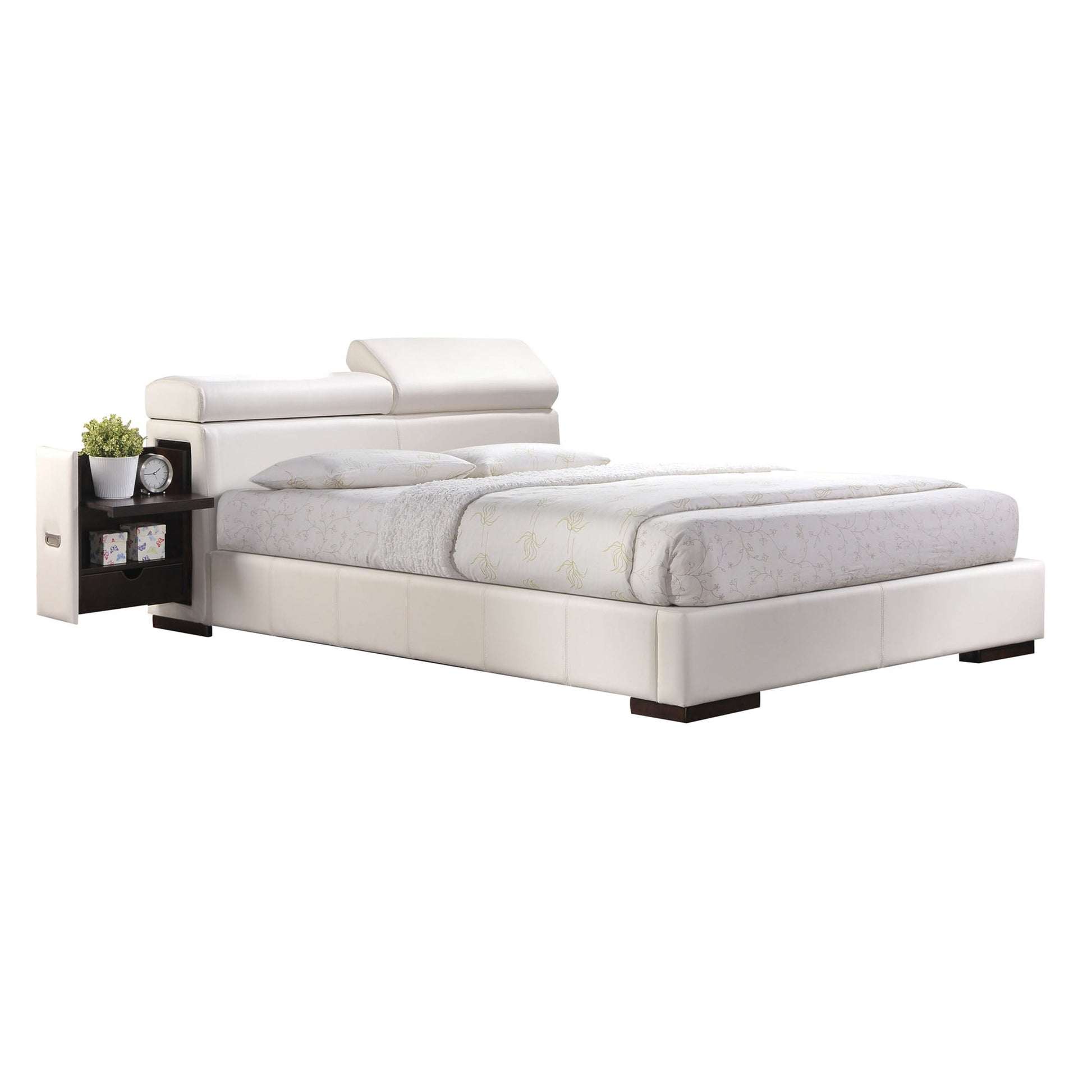 Manjot White PU Eastern King Bed ACME East