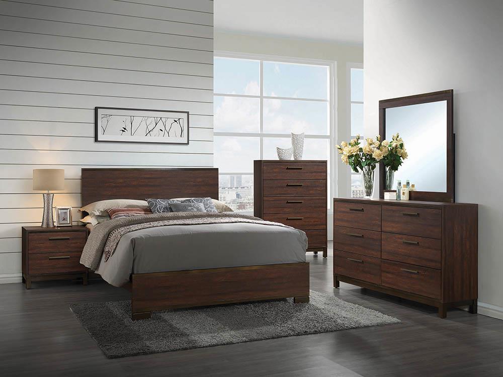 Edmonton Transitional Rustic Tobacco Queen Bed Coaster Z2 Premium