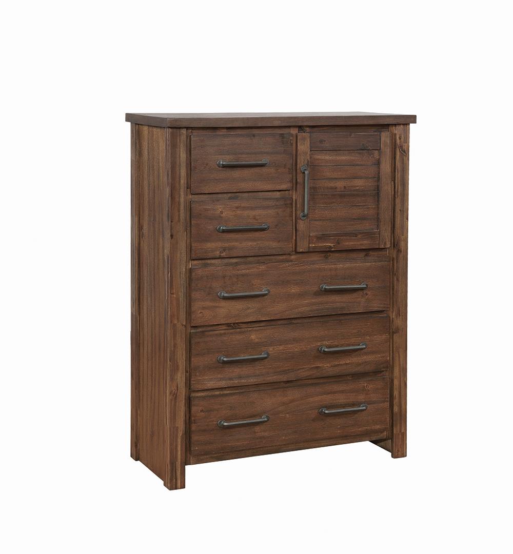 Sutter Creek Warm Bourbon Five-Drawer Chest With Door Coaster Z2 Premium